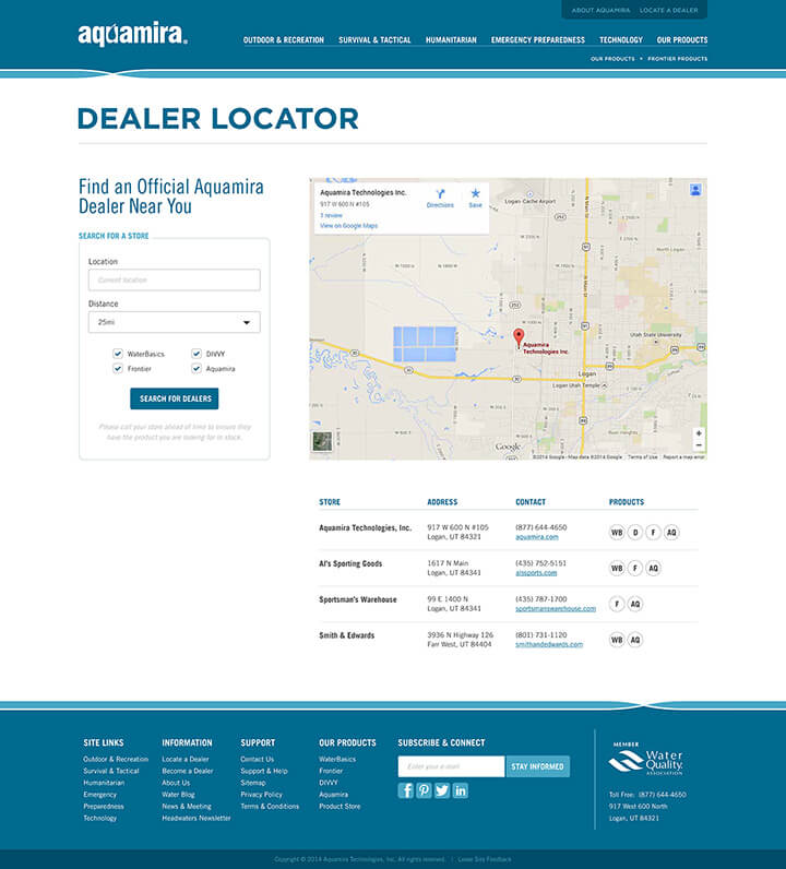 dealer locator page design