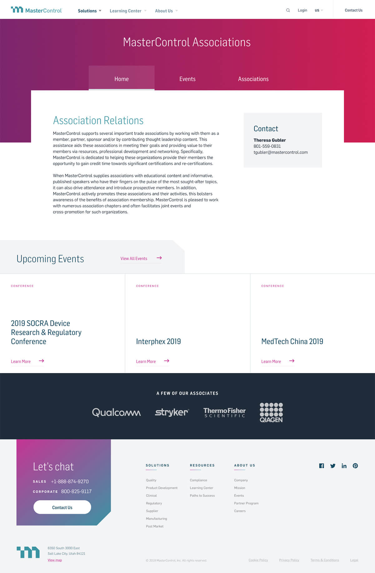 association hub landing page design