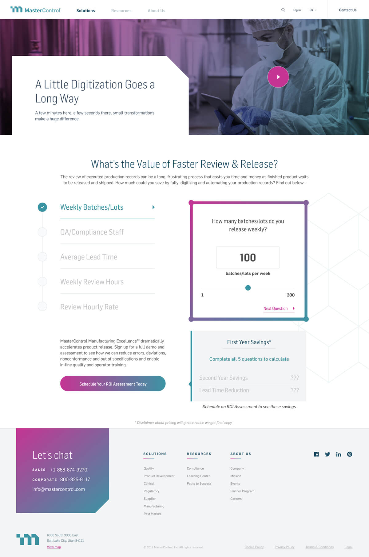 Mx ROI calculator page design