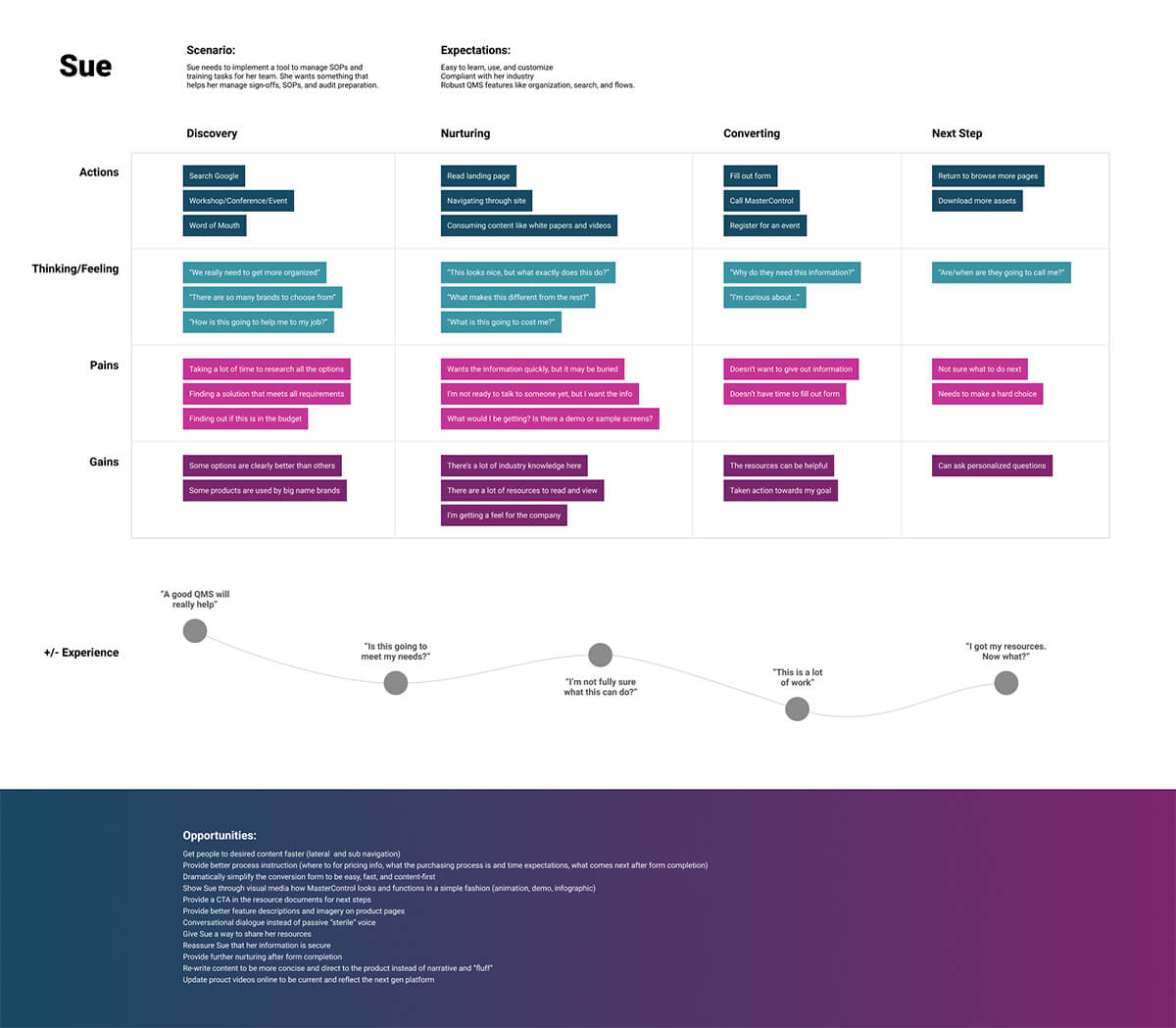 user journey diagram for Sue