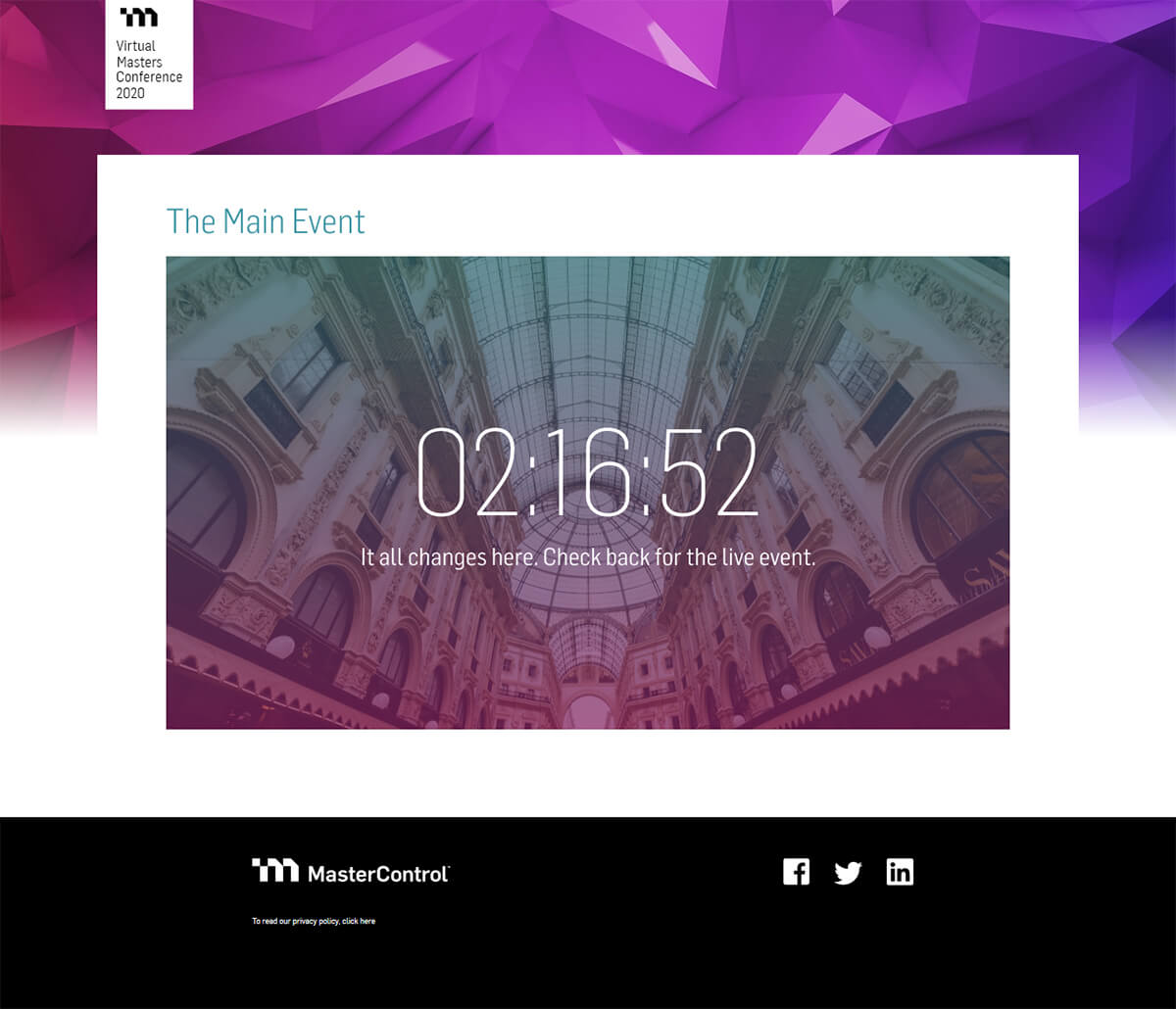 virtual masters conference countdown design